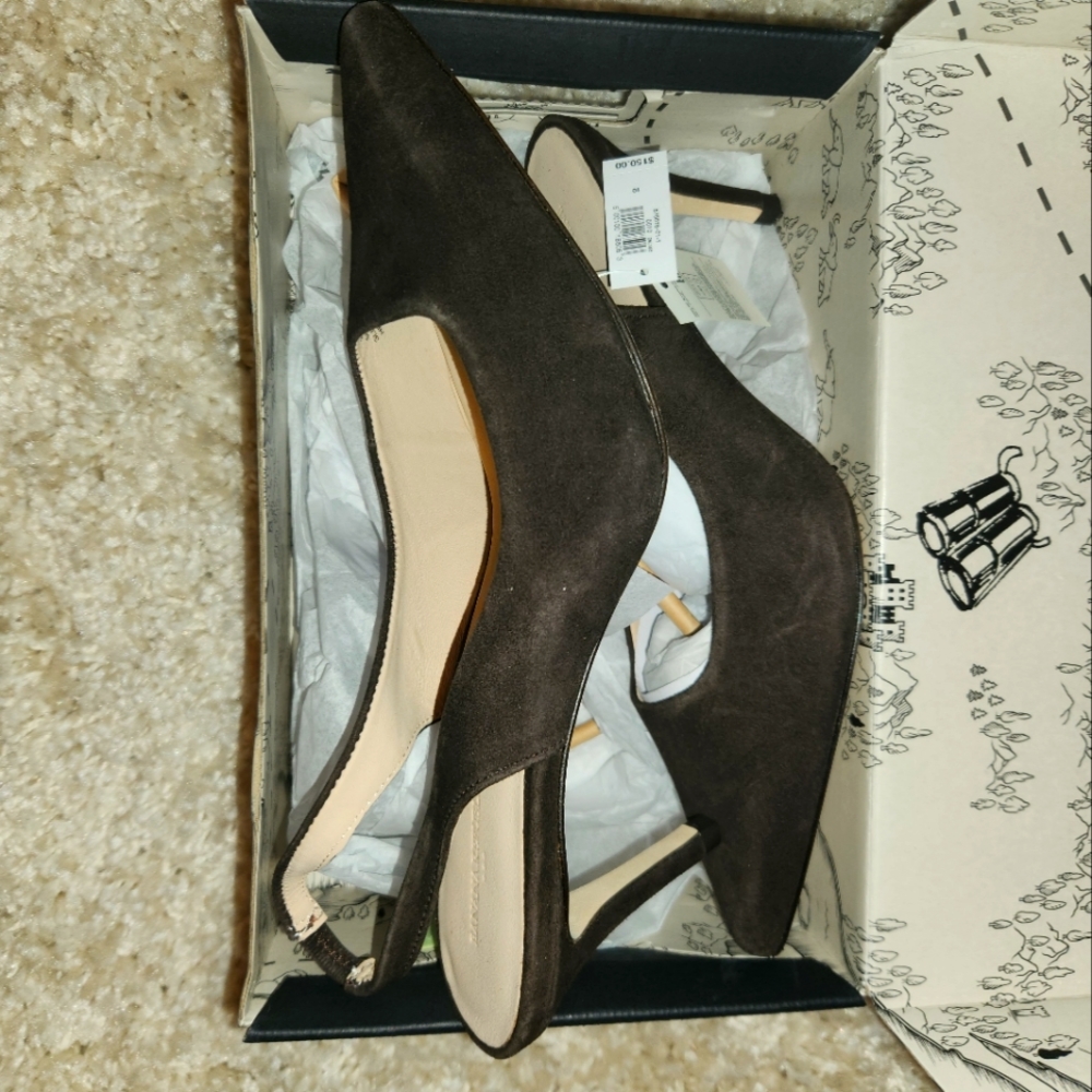 Womens dark brown suede slingback